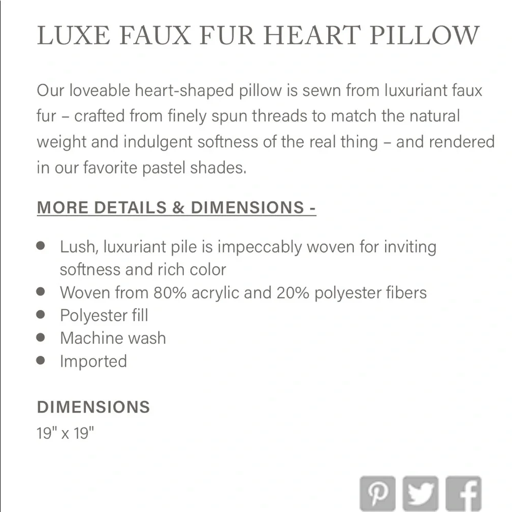 Restoration Hardware Heart Pillow